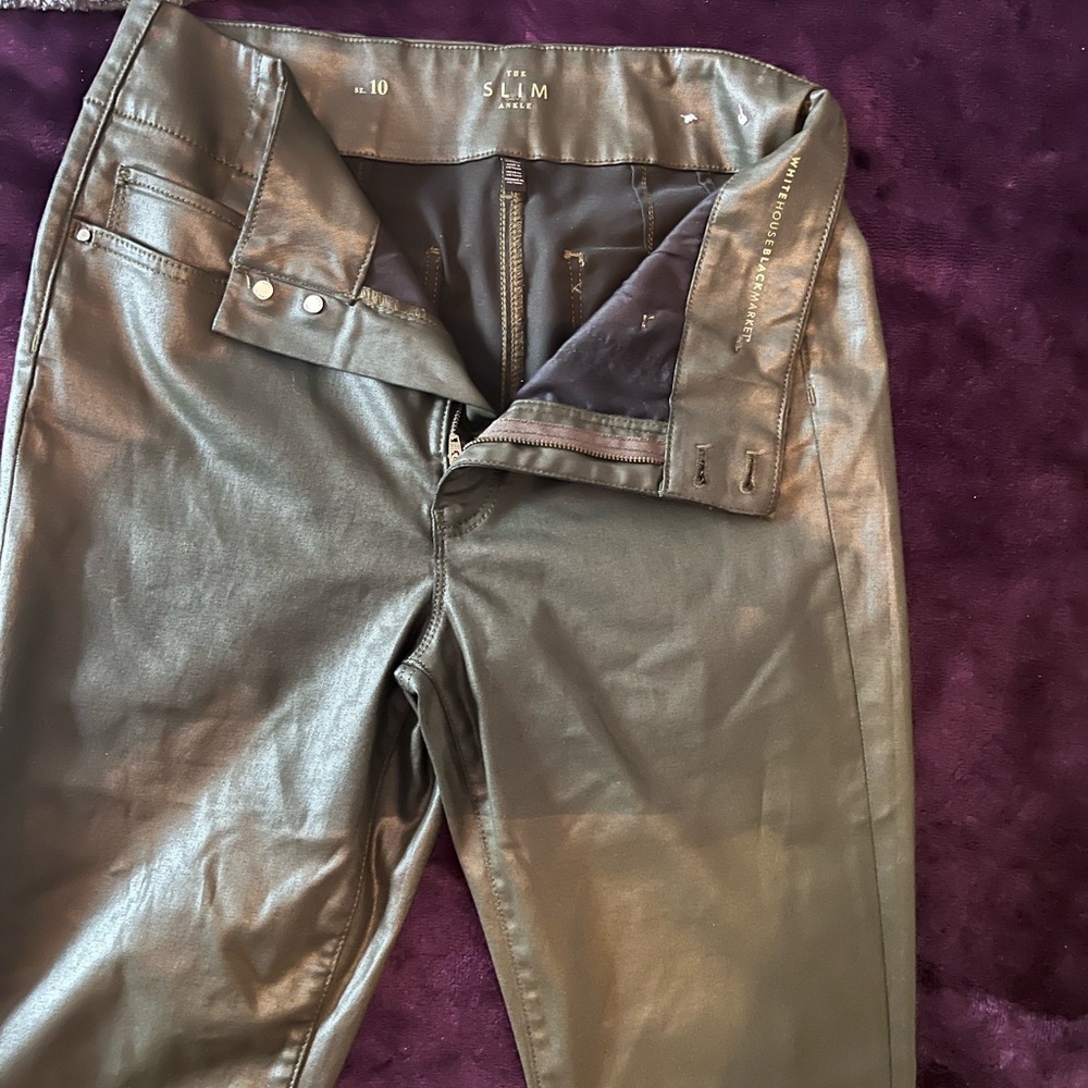 White House Black Market Men's Slim Faux Leather Jeans in Black - Picture 4 of 16